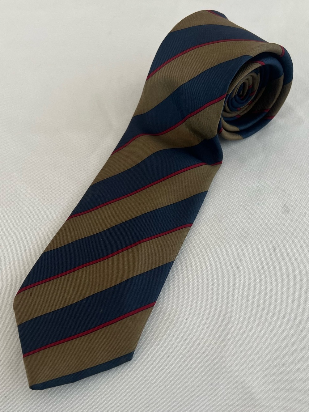 Oscar De La Renta Classic Striped Men's Tie in Navy, Olive & Red